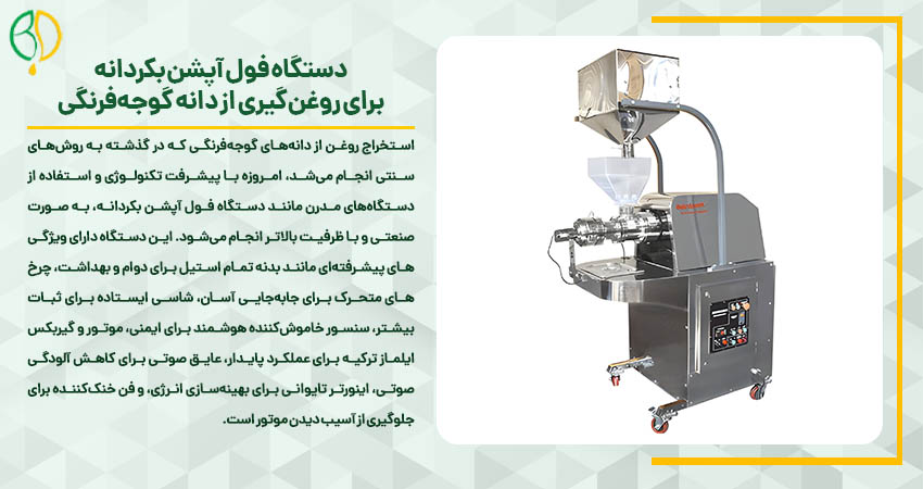 دستگاه فول آپشن بکردانه برای روغن‌گیری از دانه گوجه‌فرنگی